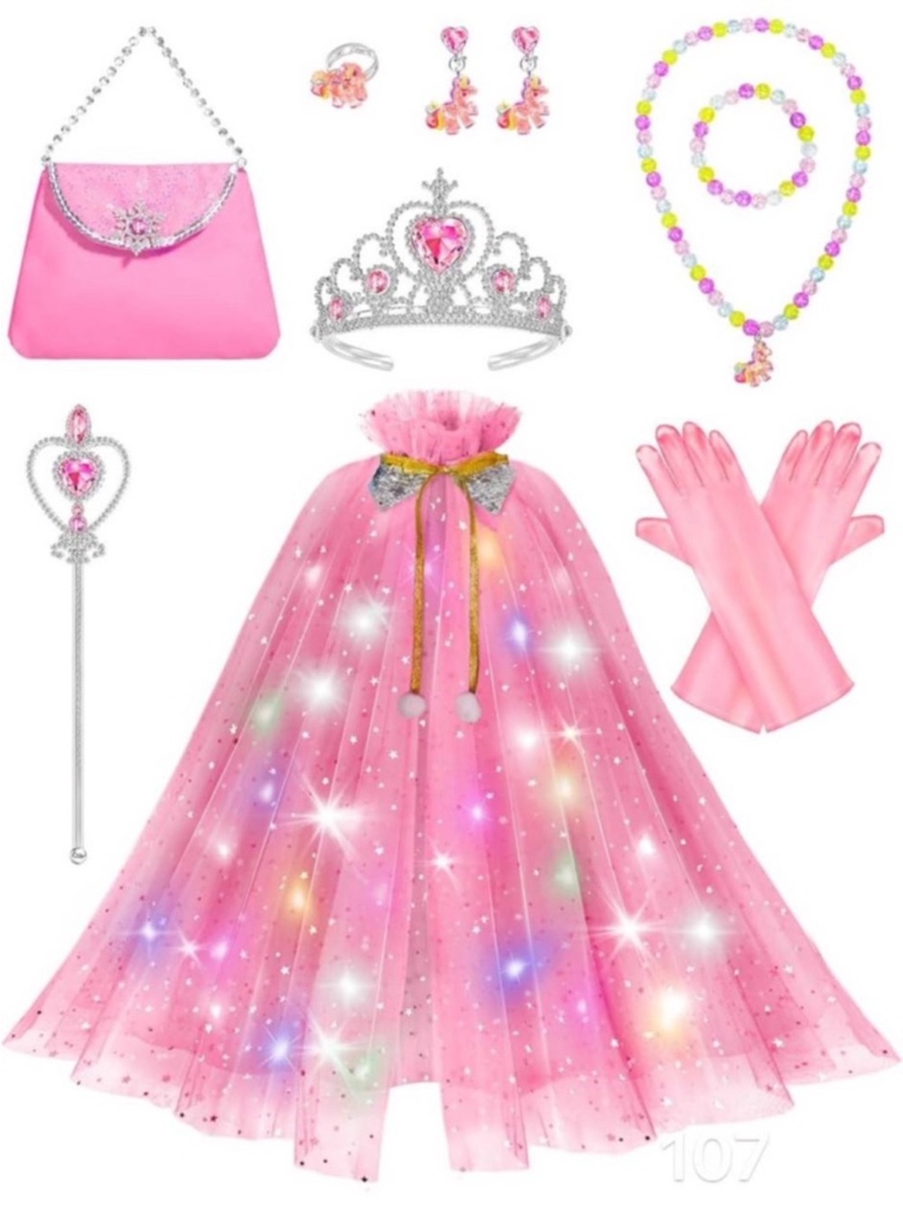 NIP Girls' Pink Princess Dress-Up Accessory Set with Tiara & Wand